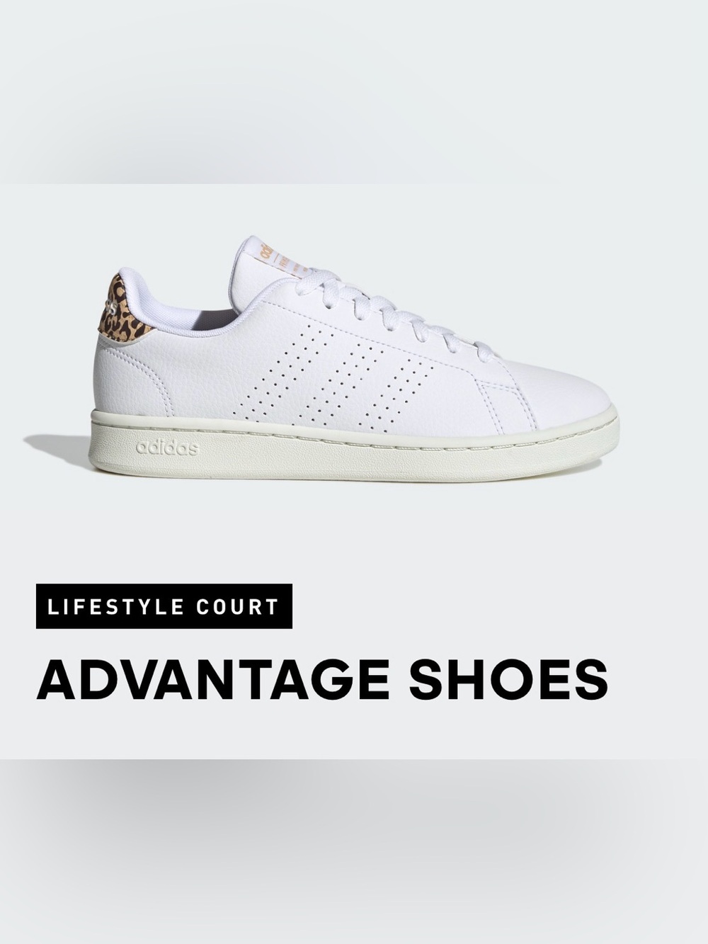 NWT Adidas Advantage Cloudform White Leather Sneakers with Leopard Heel, sz 9